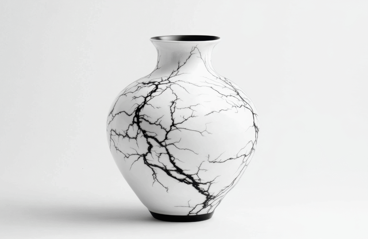 Marble Vein Matte Ceramic Pot
