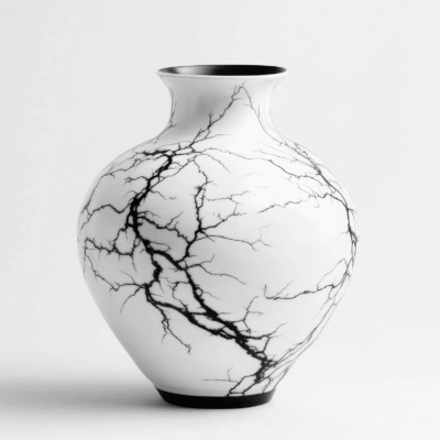 Marble Vein Matte Ceramic Pot