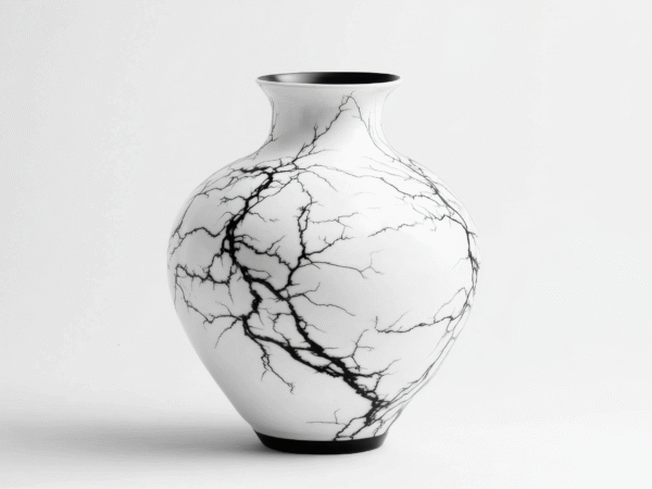 Marble Vein Matte Ceramic Pot