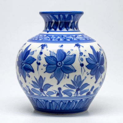 Blue Floral Gloss Ceramic Pot