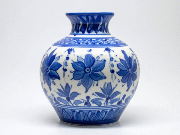 Blue Floral Gloss Ceramic Pot