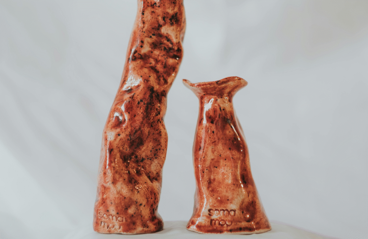 24 Rust-Glaze Organic Shape Ceramic Sculpture