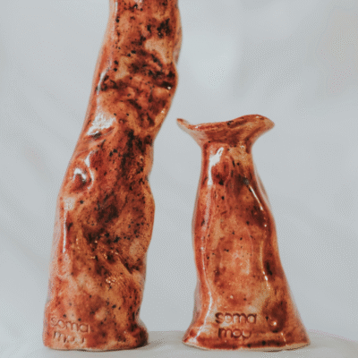 24 Rust-Glaze Organic Shape Ceramic Sculpture