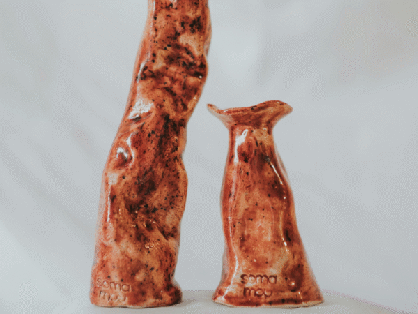 Rust-Glaze Organic Shape Ceramic Sculpture