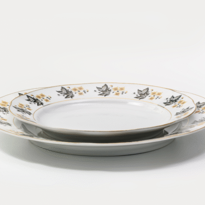 Vintage Ivory Floral Porcelain Plate