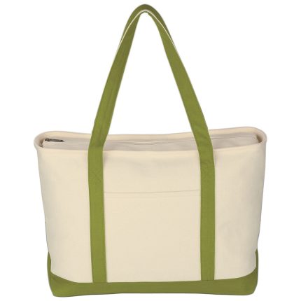 Natural & Lime Green Starboard Large Cotton Canvas Tote Bag
